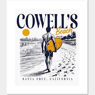 Vintage Surfing Cowell's Beach Santa Cruz, California // Retro Surfer Sketch // Surfer's Paradise Posters and Art